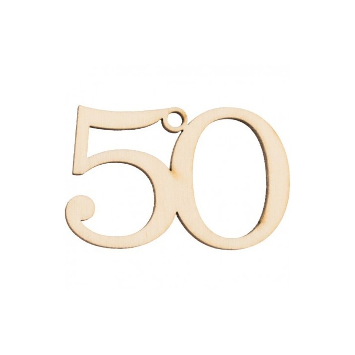 Applicazione in legno con numero 50 per 50° anniversario, 3,5x5 cm