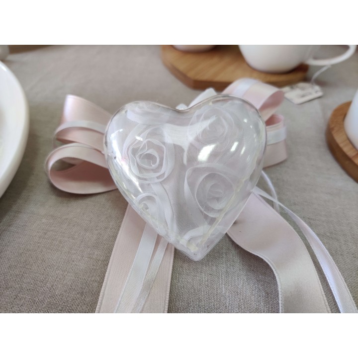 Scatola porta confetti assortiti panna e bianco con stoffa…