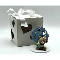 Albero della vita legno. Cuoricini azz. Orso