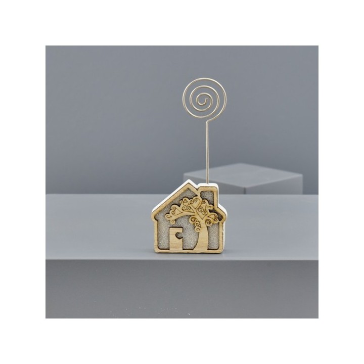 Clip segnaposto con casetta e albero della vita, 5,3x11,8 cm