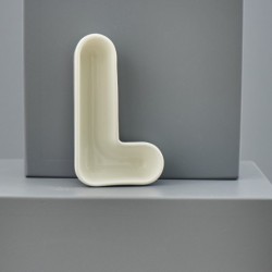 Vaschetta a forma di lettera L in porcellana bianca, 10 cm