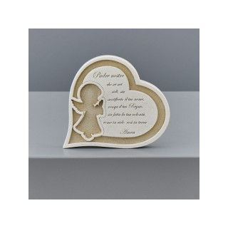 Cuore con angelo in preghiera e Padre Nostro, da appoggiare, 10,5x9 cm