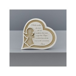 Cuore con angelo in preghiera e Padre Nostro, da appoggiare, 10,5x9 cm