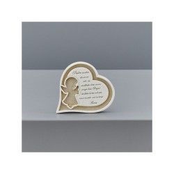 Cuore con angelo in preghiera e Padre Nostro, da appoggiare, piccolo, 7,5x6,5 cm