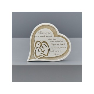 Cuore con Sacra Famiglia e Padre Nostro, da appoggiare, 10,5x9 cm