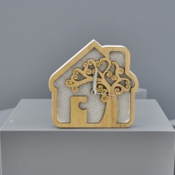Orologio da tavolo a forma di casetta con albero della vita, 12,5 cm