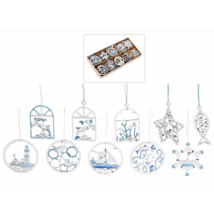 Decorazioni marine in legno da appendere 6 cm | CarinCasa