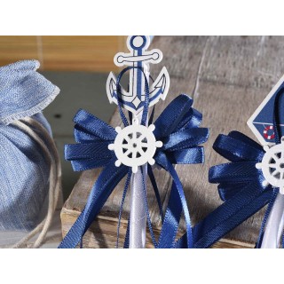 Penna decoro marino legnetti timone ancora con fiocco blu |…