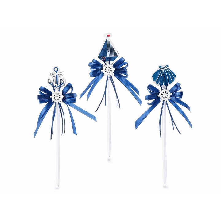 Penna decoro marino legnetti timone ancora con fiocco blu |…