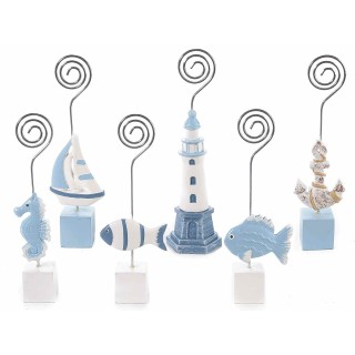 Memoclip resina azzurro e bianco 3,5x2x7 H cm | CarinCasa