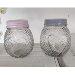 Barattolo in vetro con coperchio 2 colori assortiti